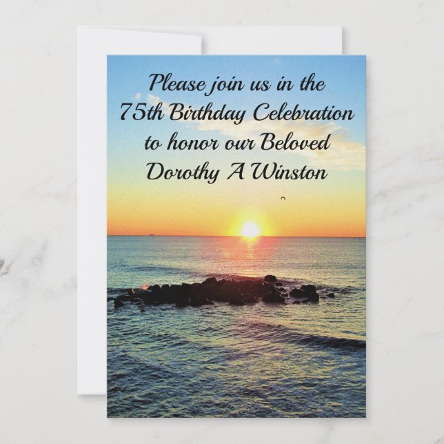 AMABLE INVITACIÓN DE CUMPLEAÑOS 75 DE SUNRISE (Anverso)