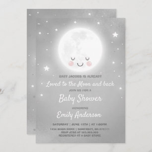 Amado a la luna y a la invitación trasera de Baby