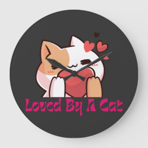 "Amado Por Un Gato Reloj De Pared Gato Kawaii"