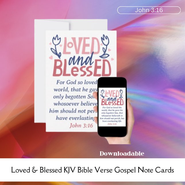 Amado y Bendecido Tarjeta de nota de verso bíblico (Loved & Blessed KJV Bible Verse Gospel Note Card)