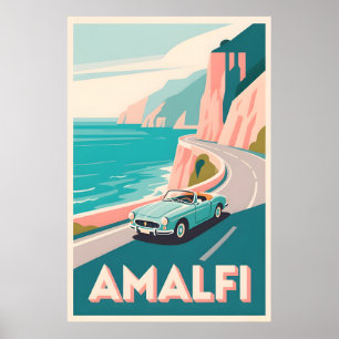 Amalfi Coast Retro Travel : Poster de Arte Vector