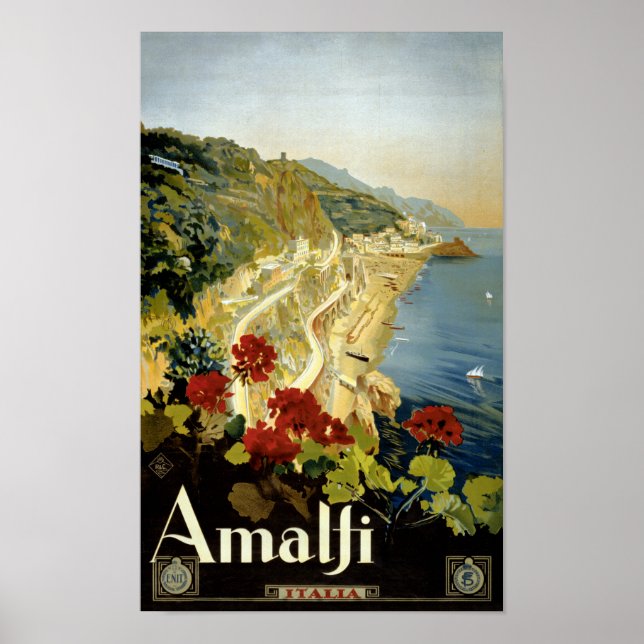 Amalfi Italia Póster de la cosecha Italia restaura (Frente)