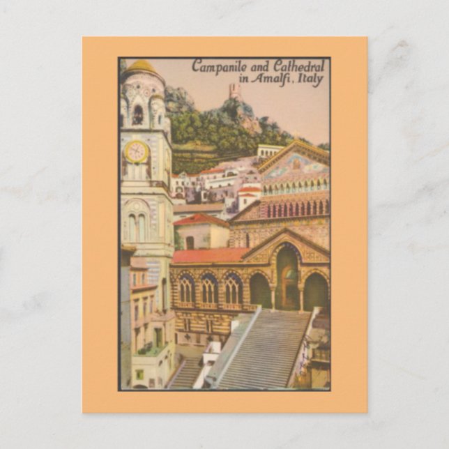 Amalfi, Italia, tarjeta postal de viaje de época (Anverso)