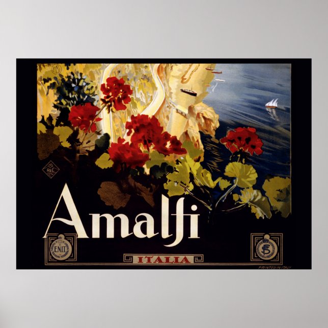 Amalfi Italia Viaje Afiche Arte Gráfico (Frente)