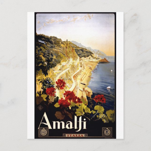 Amalfi Italia Viaje con tarjeta postal Vintage (Anverso)