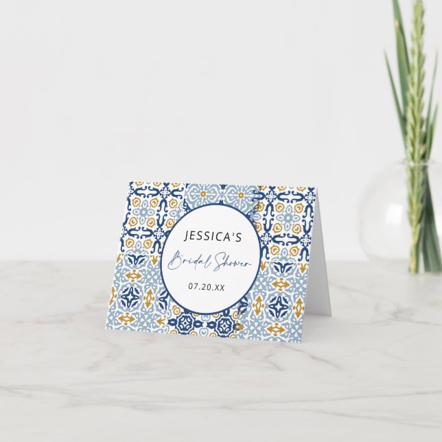 Amalfi Tile Blue Yellow Bridal Shower (Anverso)