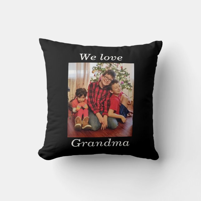 ¡Amamos a la abuela! Personalizar foto almohada (Anverso)