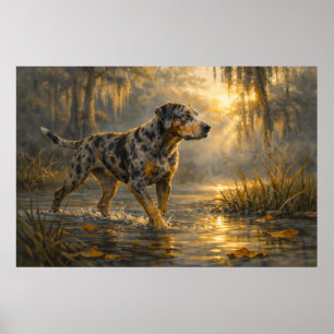 Amanecer Catahoula Arte de Perro de Caza Póste