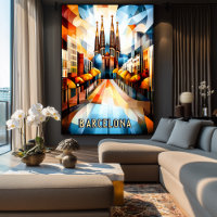 Amanecer Cubista en Barcelona – Arte de Paisaje Ur
