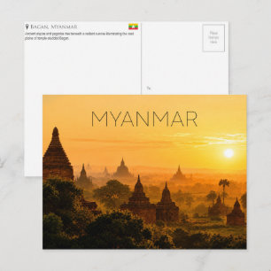 Amanecer en Bagan, Myanmar Tarjeta postal de viaje