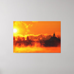Amanecer matutino flamígero en arte de lienzo de H