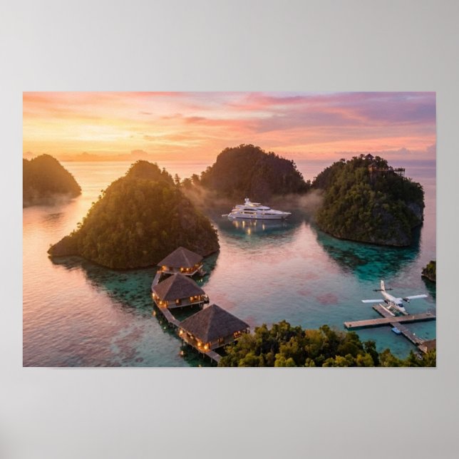Amanecer Piaynemo Raja Ampat Arte de Isla Tropical (Frente)