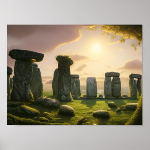 Amanecer sobre el arte digital de Stonehenge