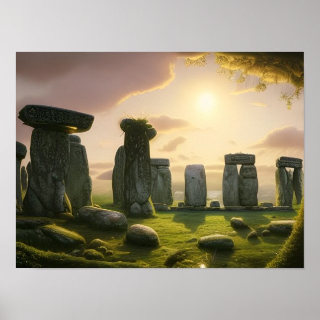 Amanecer sobre el arte digital de Stonehenge (Frente)