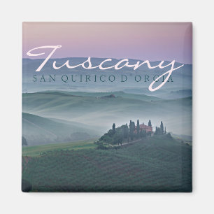 Amanecer sobre el imán de texto de San Quirico d'O