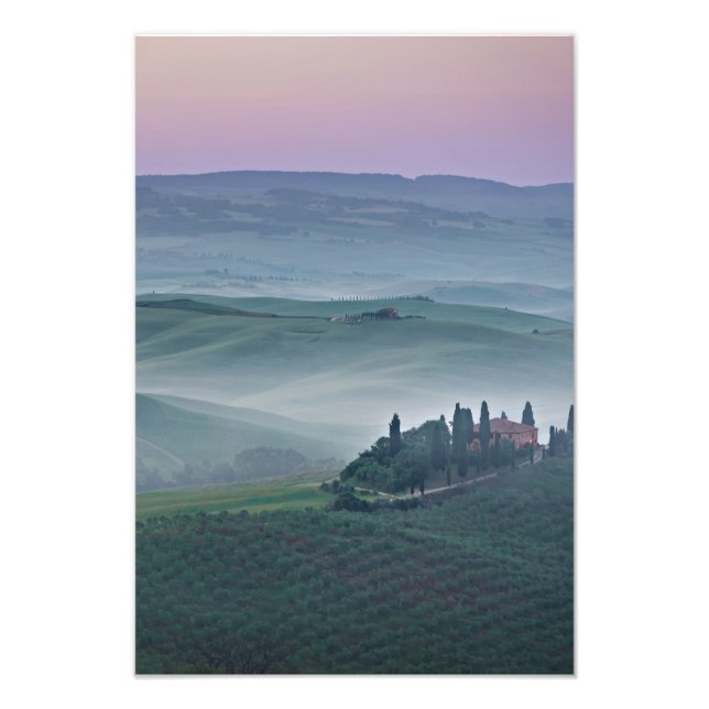 Amanecer sobre un paisaje toscano foto vertical (Frente)