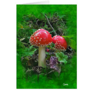 Amanita Muscaria en verde - Tarjeta de arte de 5"