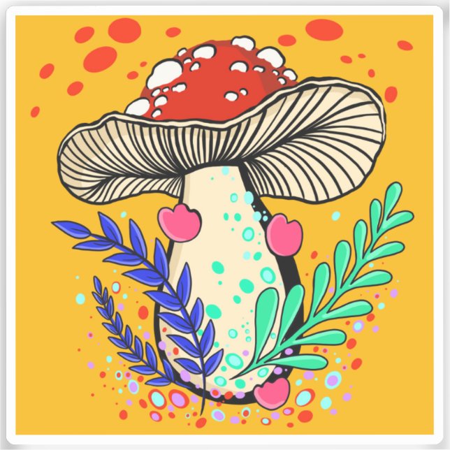 Amanita Mushroom Vinyl Pegatina (Anverso)