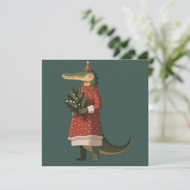 Amante de Cocodrilo de Navidad de Lagarto Fiesta D (Anverso de pie)