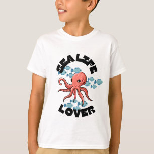 amante de la vida marina pulpo niños camiseta bási