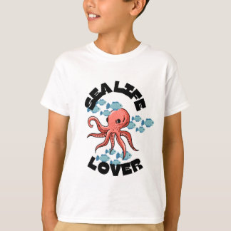 amante de la vida marina pulpo niños camiseta bási