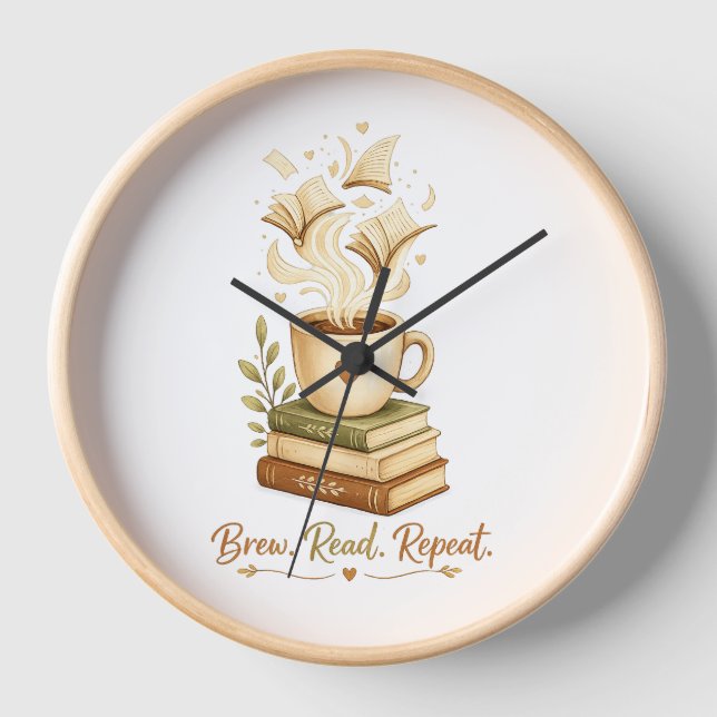 amante de los libros | Café acogedor y reloj (Anverso)