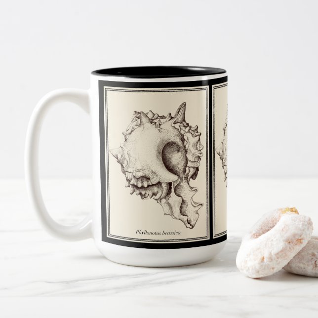 "Amante de Shell - taza negra y blanca de I" (Con donut)