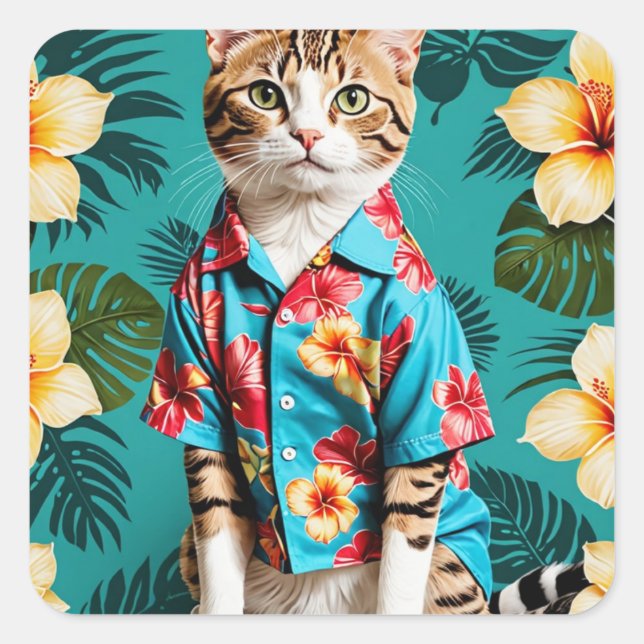 amante del gato Pegatina hawaiano (Anverso)