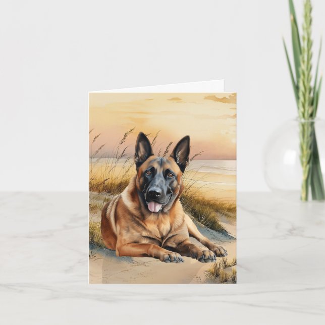 Amante del perro Malinois Belga Playa de Arena (Anverso)