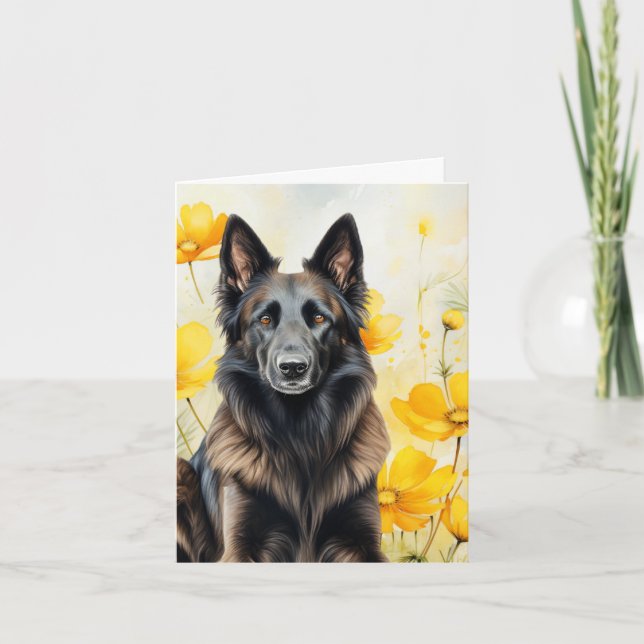 Amante del perro Tervuren belga y amapolas (Anverso)