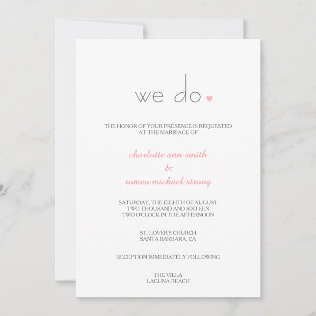 {Amante} invitación moderna de la boda (Anverso)