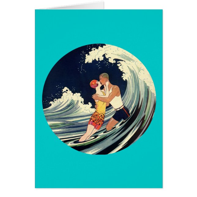 Amantes de la persona que practica surf que besan (Frente)