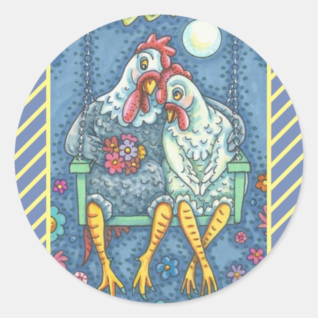 AMANTES DE ROOSTER Y HEN, PEGATINAS CHICKEN HOJA r (Anverso)