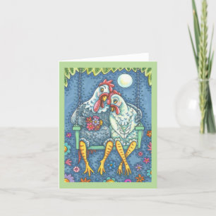 AMANTES DE ROOSTER Y HEN, TARJETA DE NOTA DE CHICK