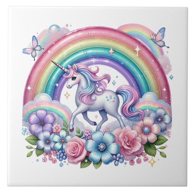 Amantes de unicornios con azulejos lindos  (Frente)