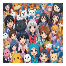 Amantes del arte pop de manga animadora personaliz