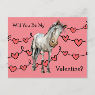 Amantes del caballo San Valentín postal para niños