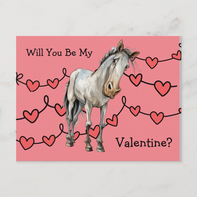 Amantes del caballo San Valentín postal para niños (Anverso)