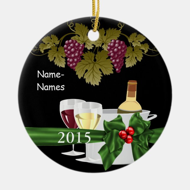 AMANTES DEL VINO personalizados ORNAMENTO de 2015 (Frente)