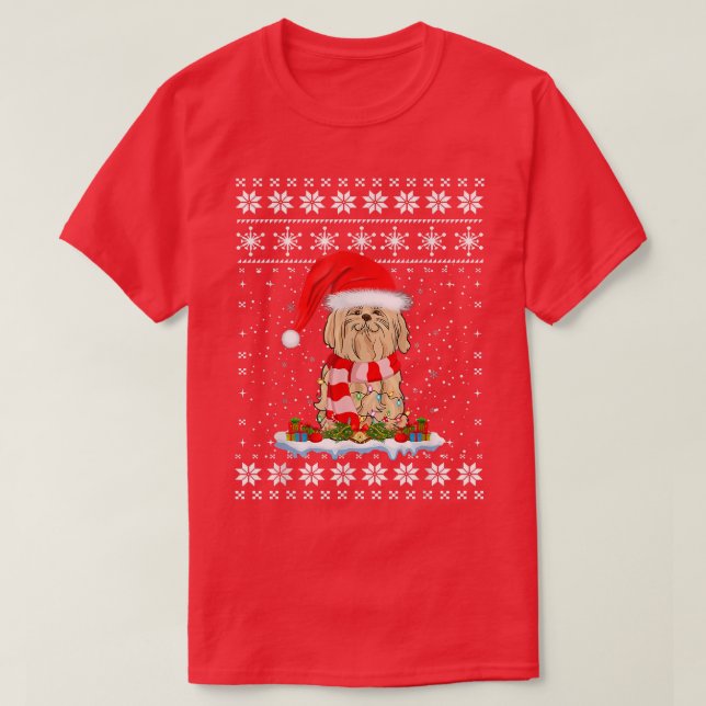 Amantes malteses feas navis suéter luces Santa Hat (Diseño del anverso)
