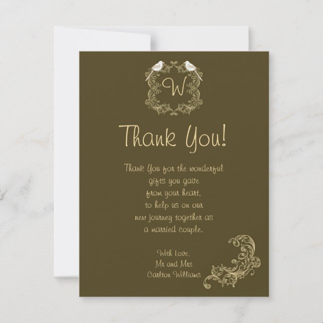 Amantes Marrones/Creme Boda Gracias Tarjeta (Anverso)