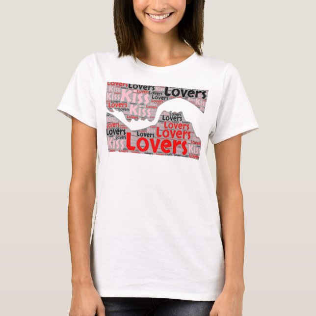 Amantes románticos besan camiseta de camiseta (Anverso)