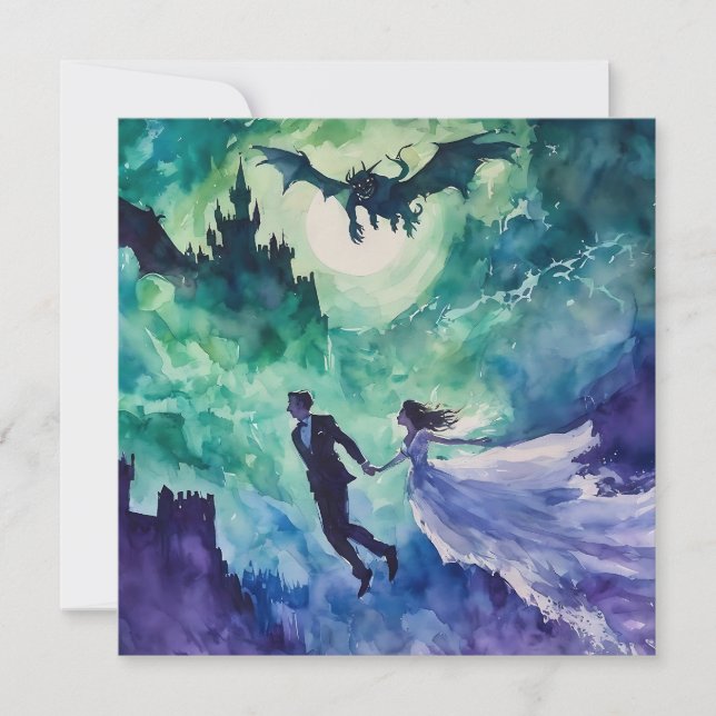 Amantes voladores - Pintura de acuarela (Anverso)