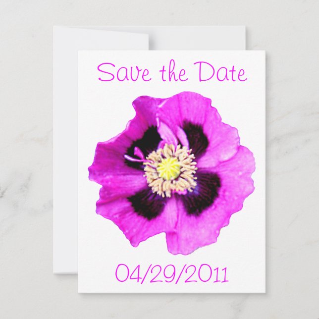 Amapola Oriental 'Save the Date' anuncio blanco (Anverso)