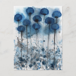 Amapolas azules y grises, tarjeta postal de jardín