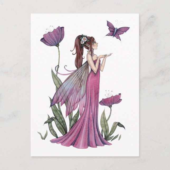 Amapolas de Hada de Amatista y Mariposa Tarjeta Po (Anverso)