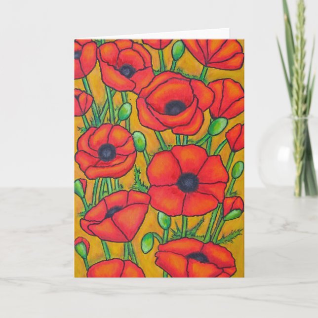 Amapolas debajo de la tarjeta de felicitación (Anverso)