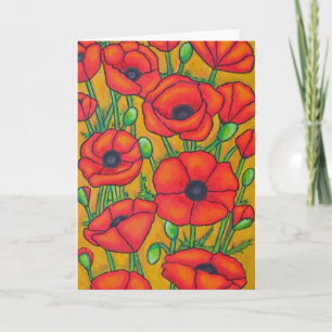 Amapolas debajo de la tarjeta de felicitación