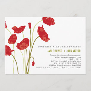 Amapolas del Rojo-Naranja que casan la invitación