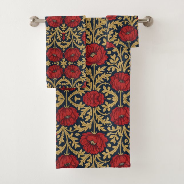 Amapolas Patrón Floral Rojo Dorado William Morris (In situ)